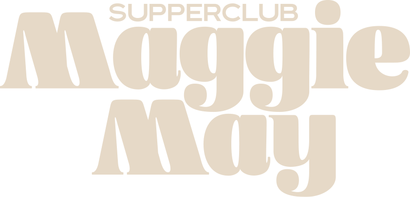 The Maggie May logo in off white