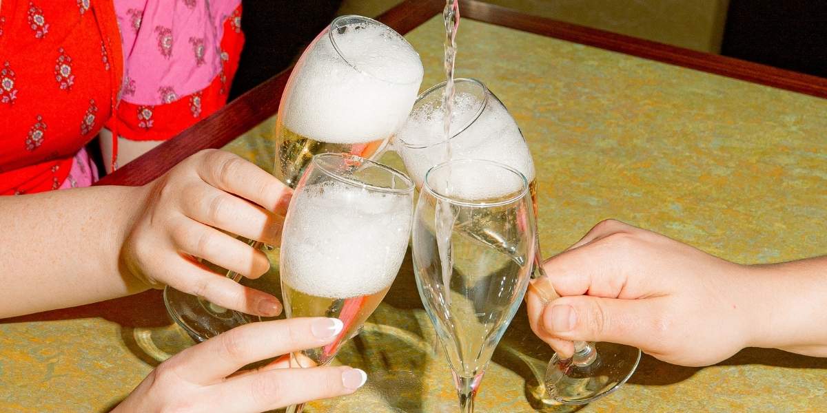 A group of friends toasting at Maggie Mays!